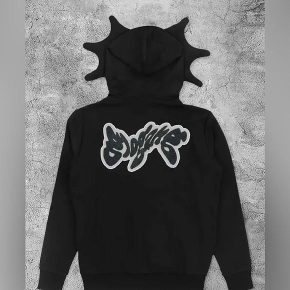 Letter print zip up hoodie-with pockets - Picture 2 of 2